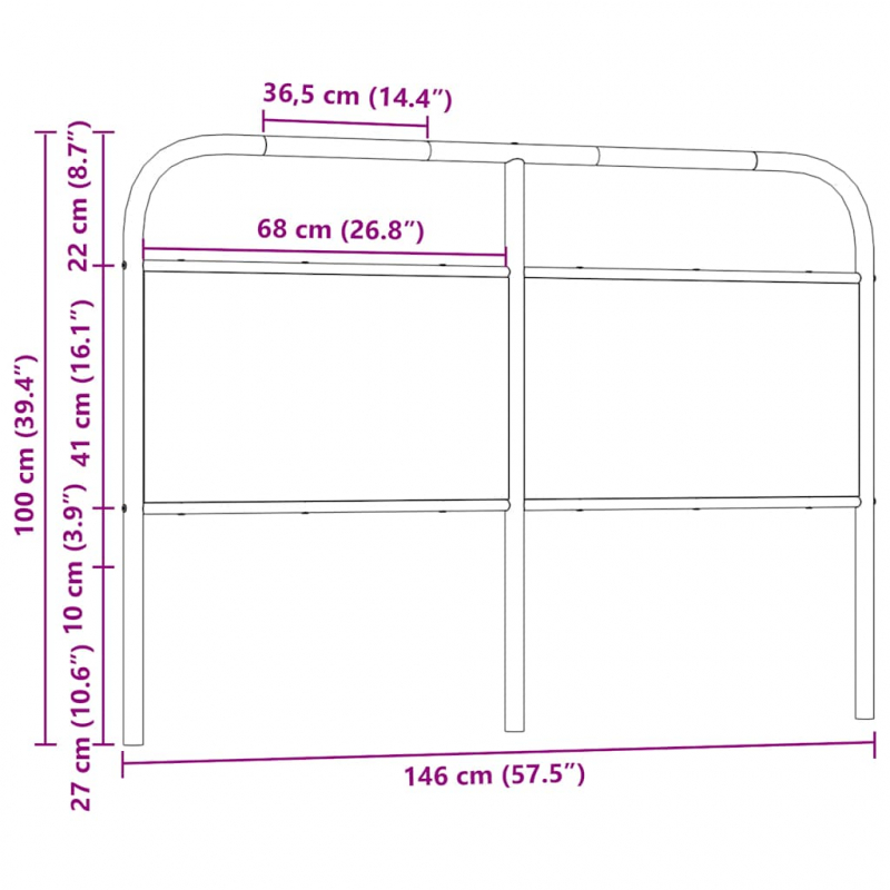 Kopfteil Sonoma-Eiche 140 cm Stahl und Holzwerkstoff
