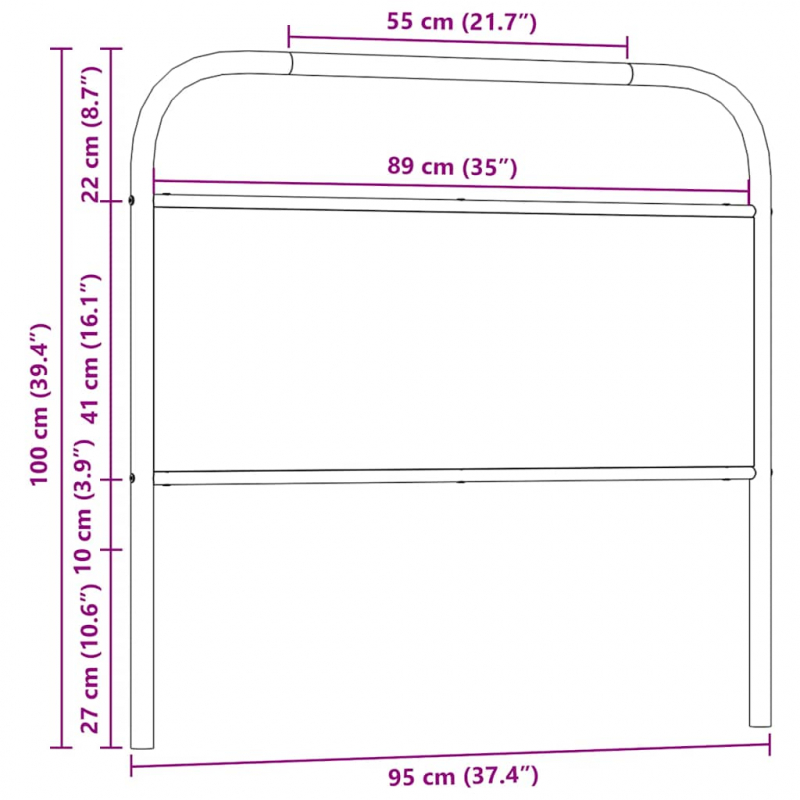 Kopfteil Braun Eichen-Optik 90 cm Stahl und Holzwerkstoff