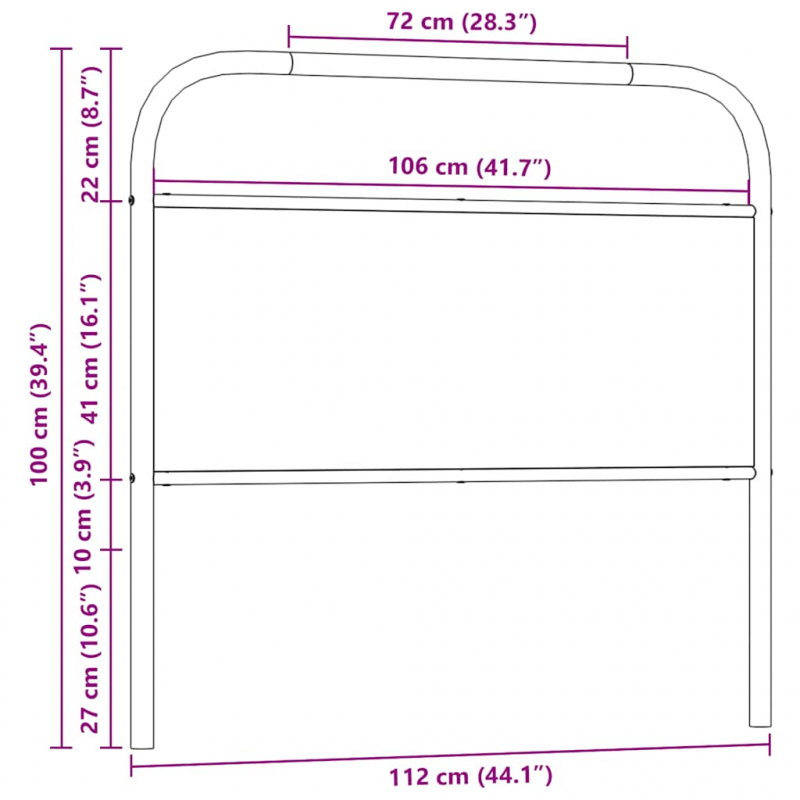 Kopfteil Braun Eichen-Optik 107 cm Stahl und Holzwerkstoff