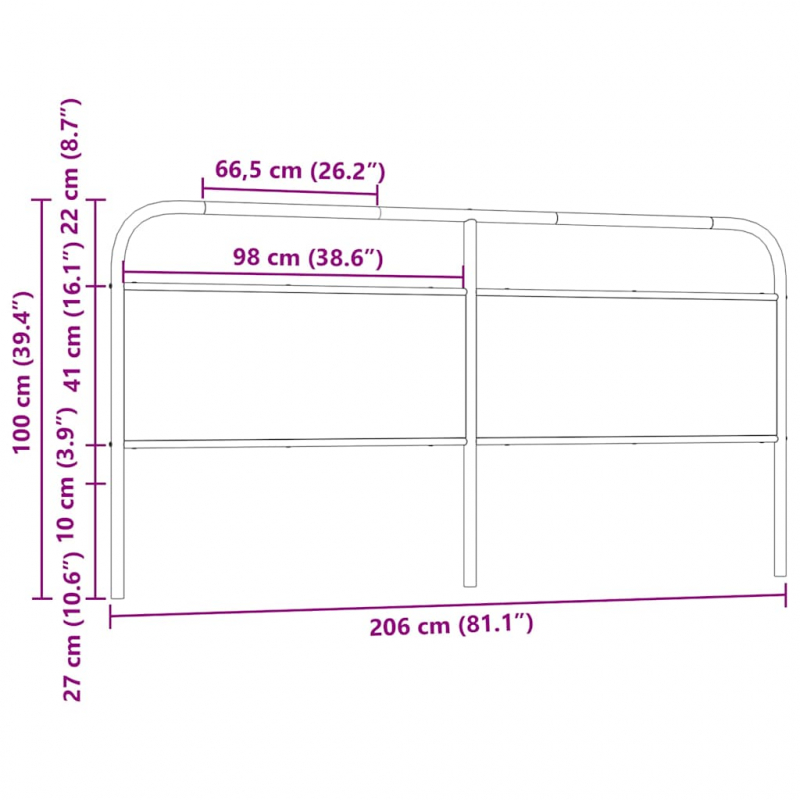 Kopfteil Braun Eichen-Optik 200 cm Stahl und Holzwerkstoff