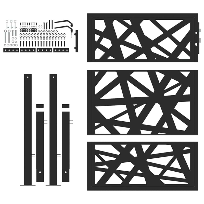 Gartentor Schwarz 105x130 cm Stahl Lichtdesign