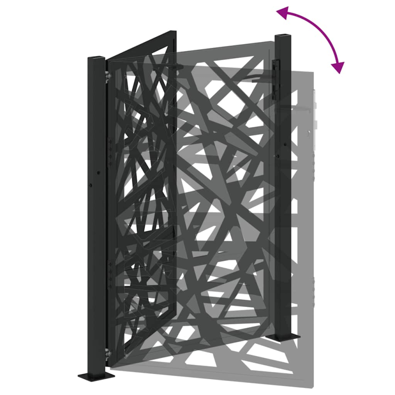 Gartentor Schwarz 105x130 cm Stahl Lichtdesign