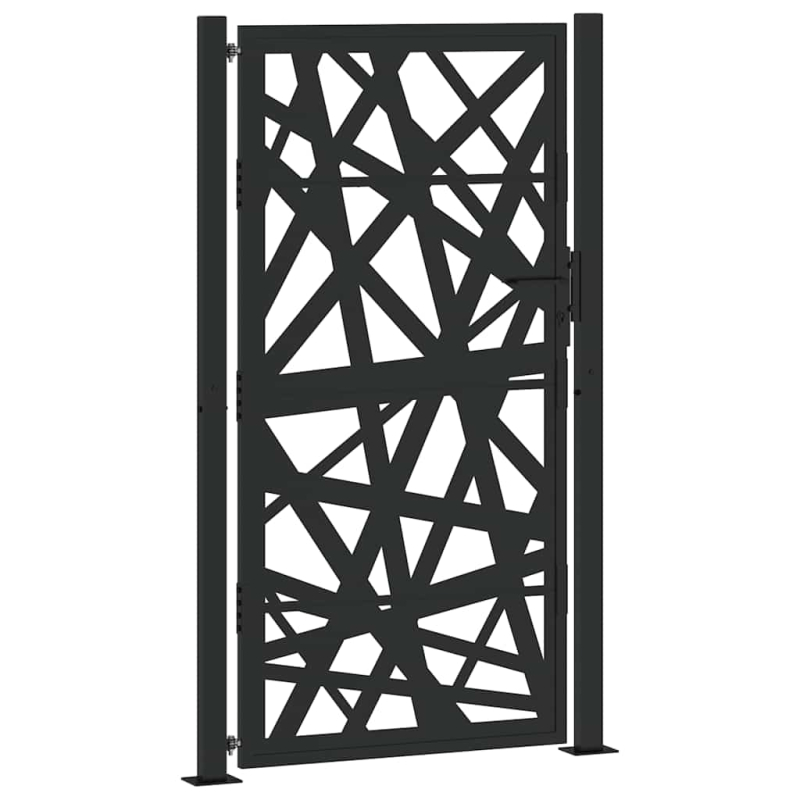 Gartentor Schwarz 105x180 cm Stahl Lichtdesign