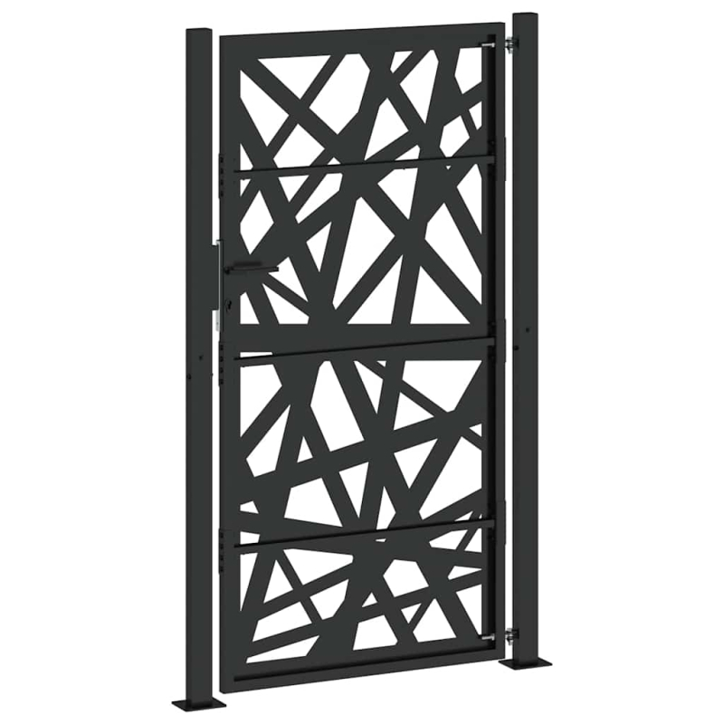 Gartentor Schwarz 105x180 cm Stahl Lichtdesign