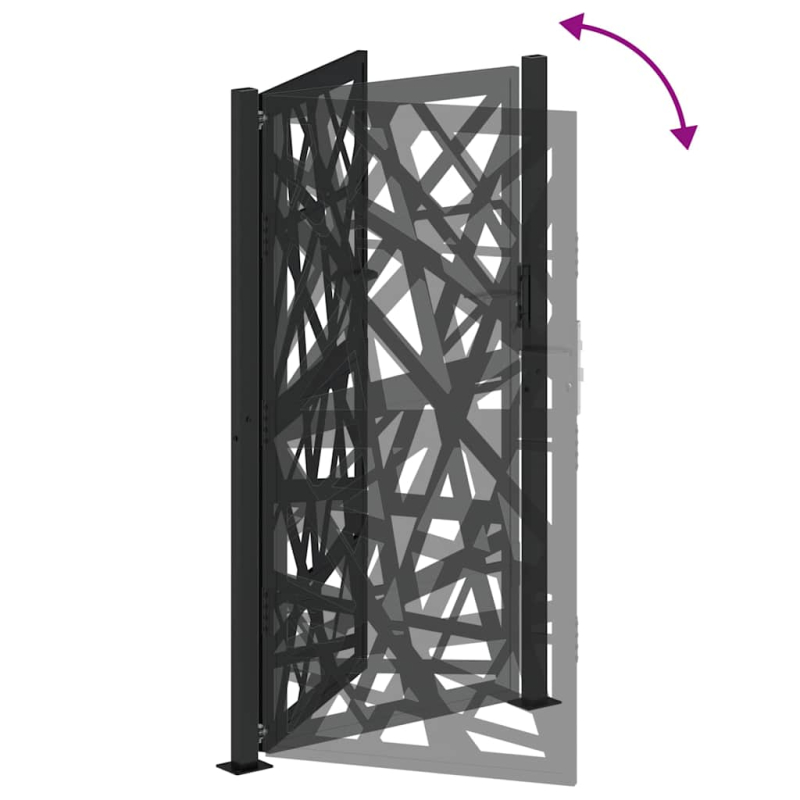 Gartentor Schwarz 105x180 cm Stahl Lichtdesign