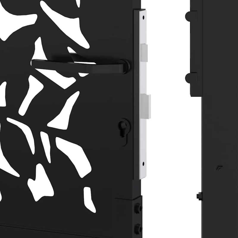 Gartentor Schwarz 105x205 cm Stahl Blatt-Design