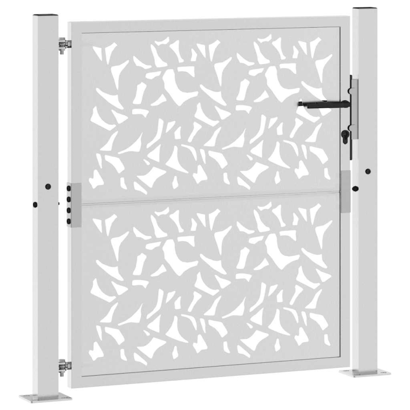 Gartentor 105x105 cm Wetterfester Stahl Blatt-Design