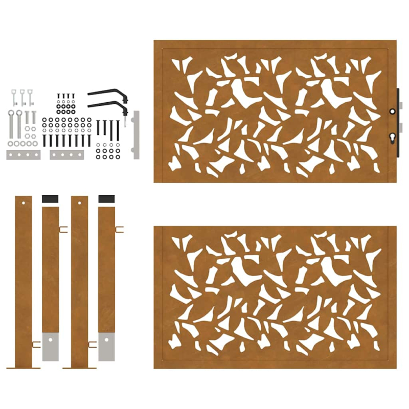 Gartentor 105x105 cm Wetterfester Stahl Blatt-Design