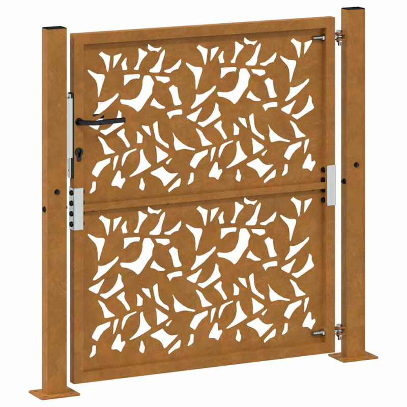 Gartentor 105x105 cm Wetterfester Stahl Blatt-Design