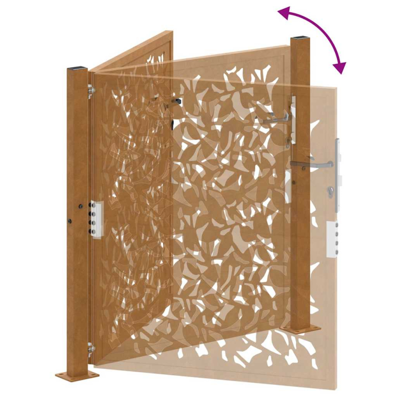 Gartentor 105x105 cm Wetterfester Stahl Blatt-Design