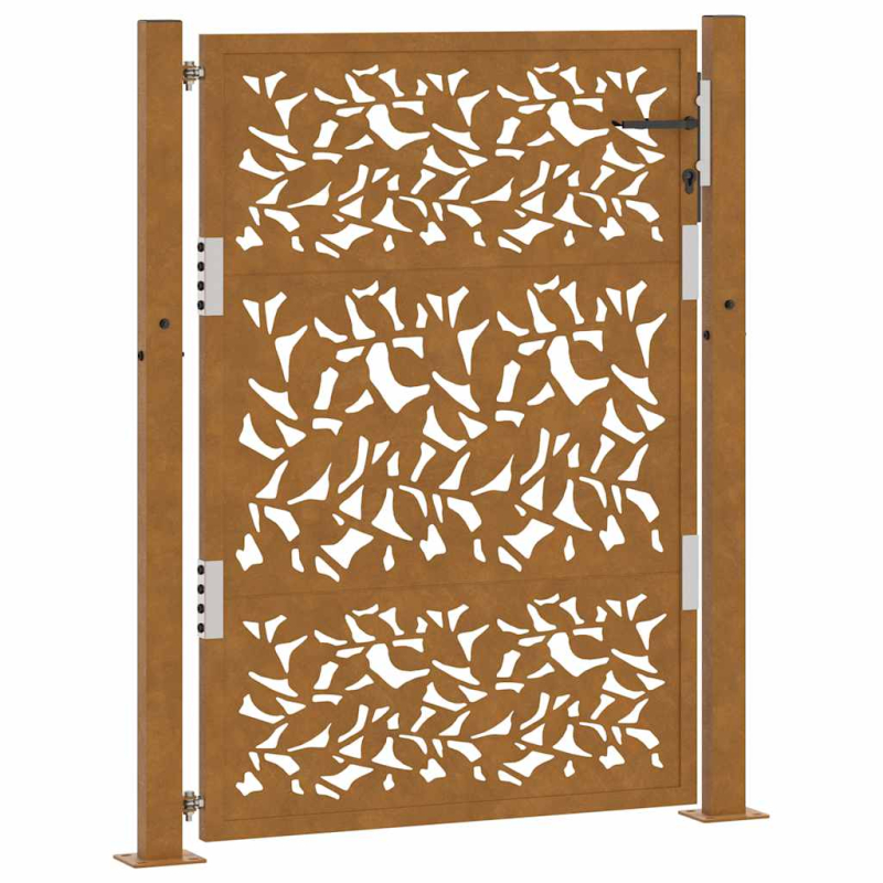 Gartentor 105x130 cm Wetterfester Stahl Blatt-Design