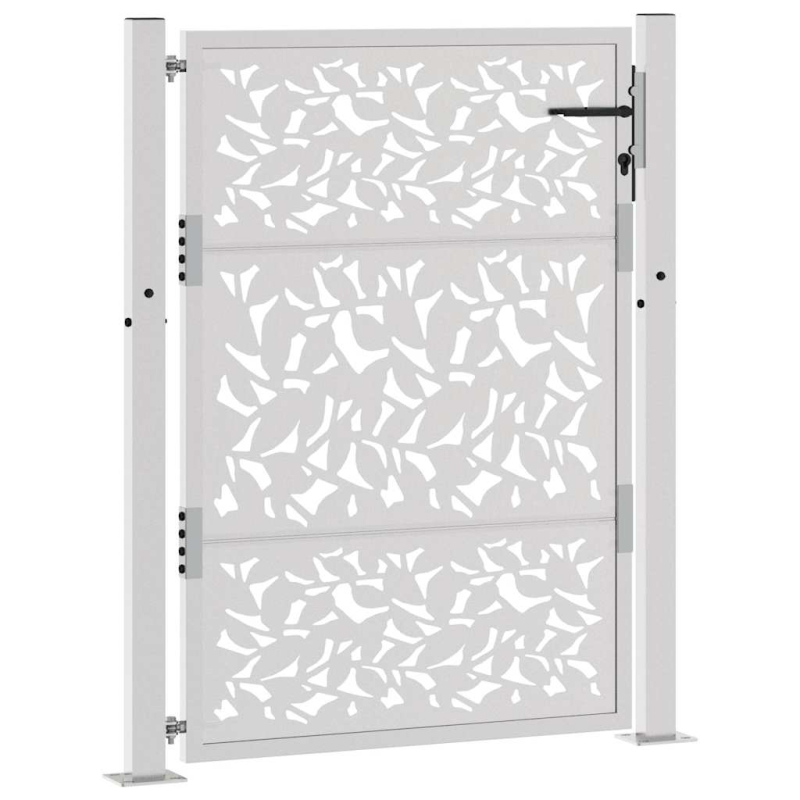 Gartentor 105x130 cm Wetterfester Stahl Blatt-Design
