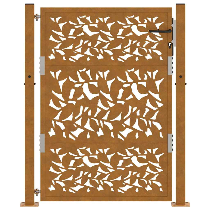 Gartentor 105x130 cm Wetterfester Stahl Blatt-Design