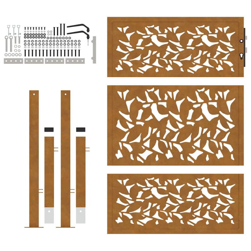 Gartentor 105x130 cm Wetterfester Stahl Blatt-Design