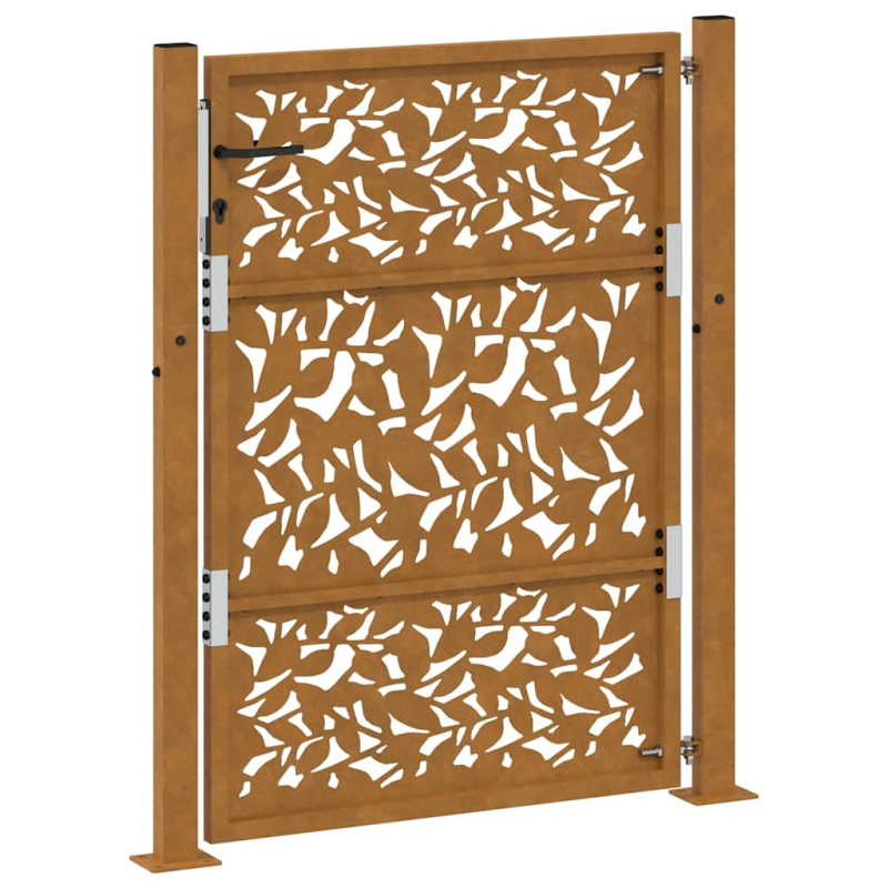 Gartentor 105x130 cm Wetterfester Stahl Blatt-Design
