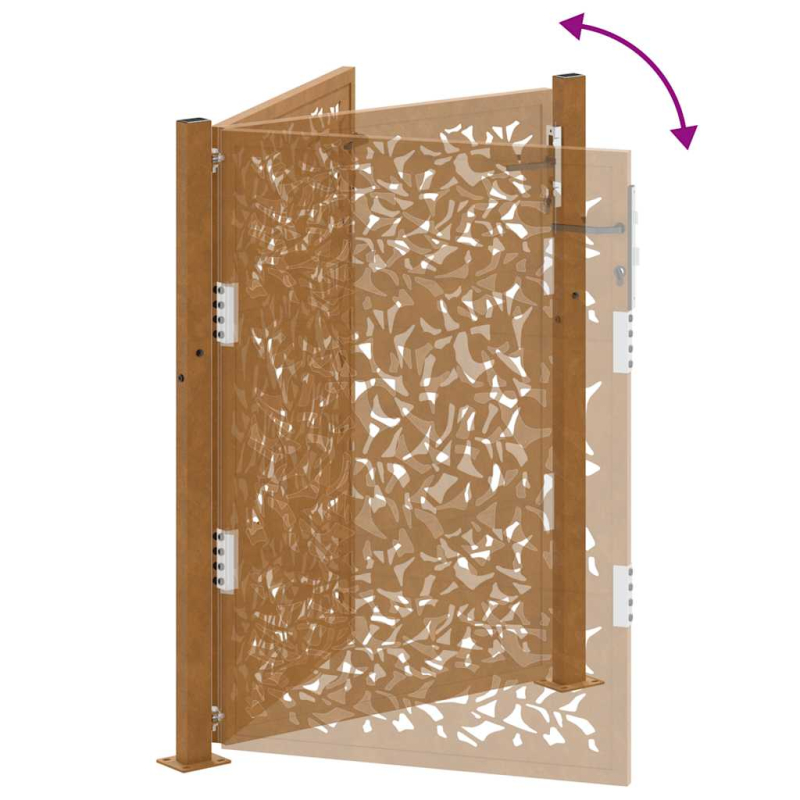 Gartentor 105x130 cm Wetterfester Stahl Blatt-Design
