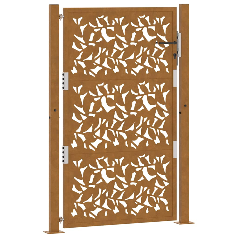 Gartentor 105x155 cm Wetterfester Stahl Blatt-Design