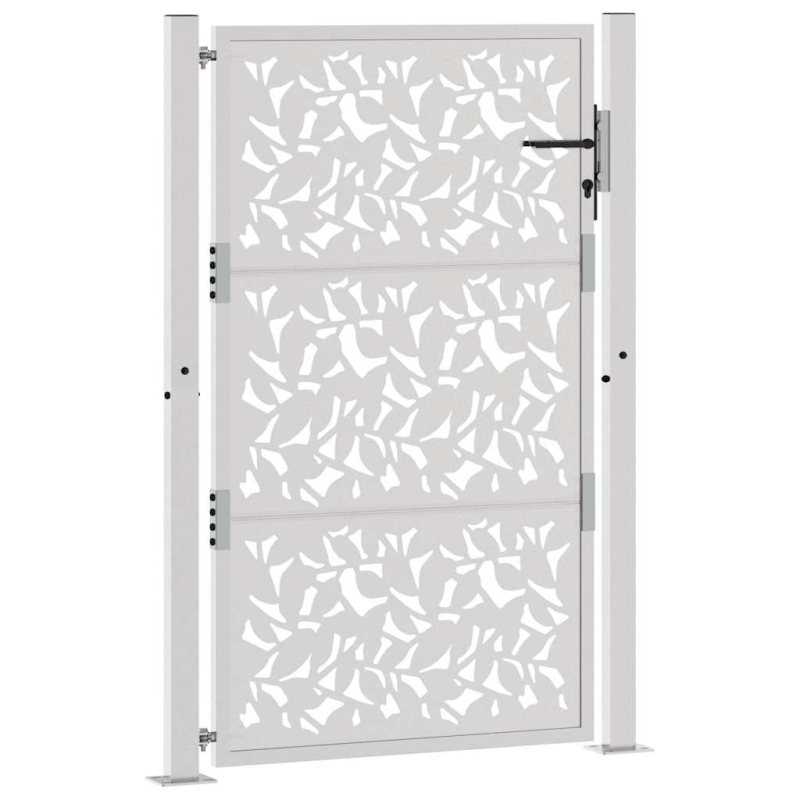 Gartentor 105x155 cm Wetterfester Stahl Blatt-Design