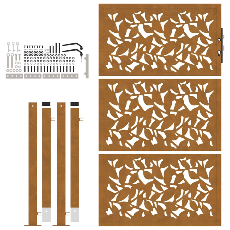 Gartentor 105x155 cm Wetterfester Stahl Blatt-Design