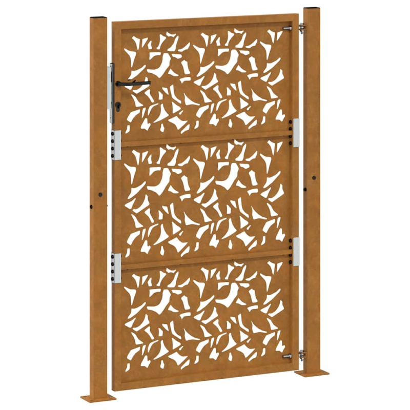 Gartentor 105x155 cm Wetterfester Stahl Blatt-Design