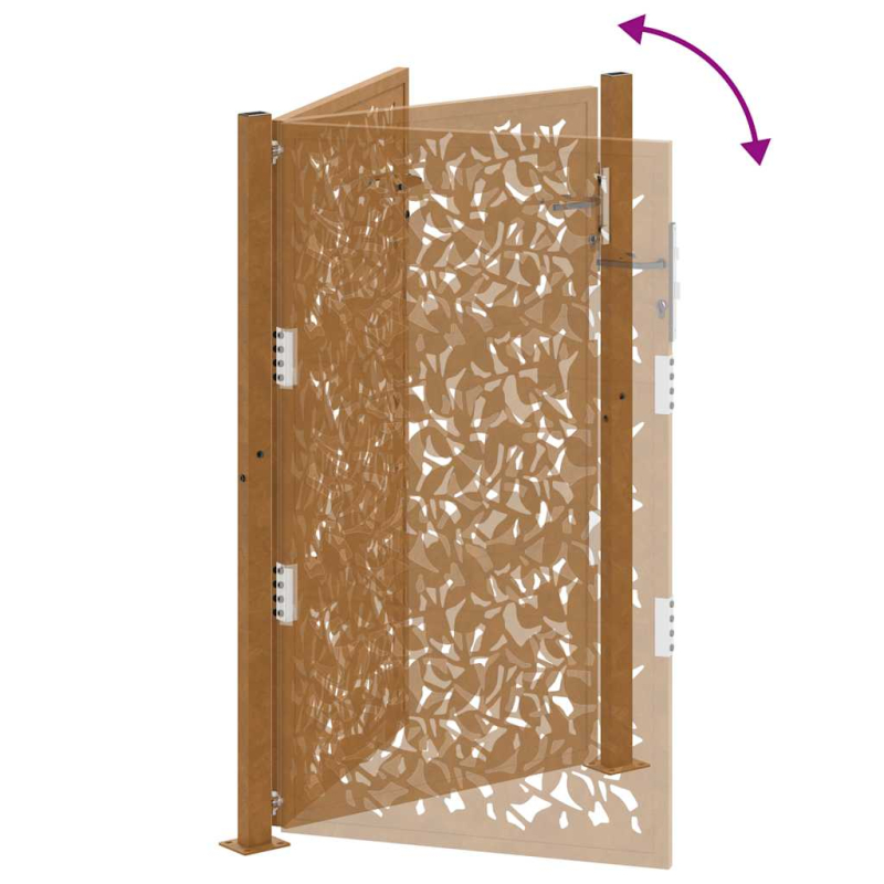 Gartentor 105x155 cm Wetterfester Stahl Blatt-Design