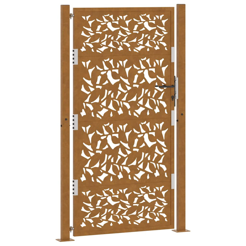 Gartentor 105x180 cm Wetterfester Stahl Blatt-Design