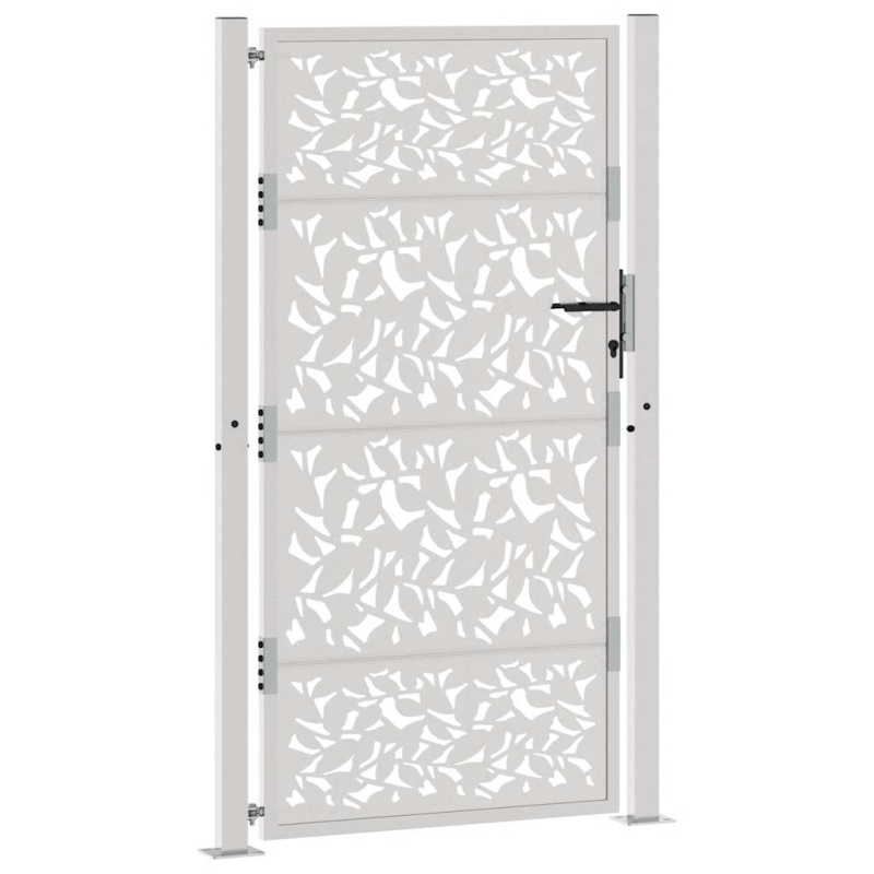 Gartentor 105x180 cm Wetterfester Stahl Blatt-Design