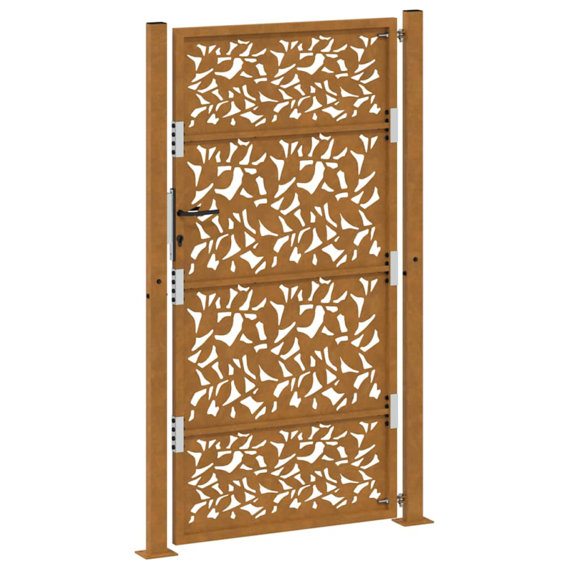 Gartentor 105x180 cm Wetterfester Stahl Blatt-Design