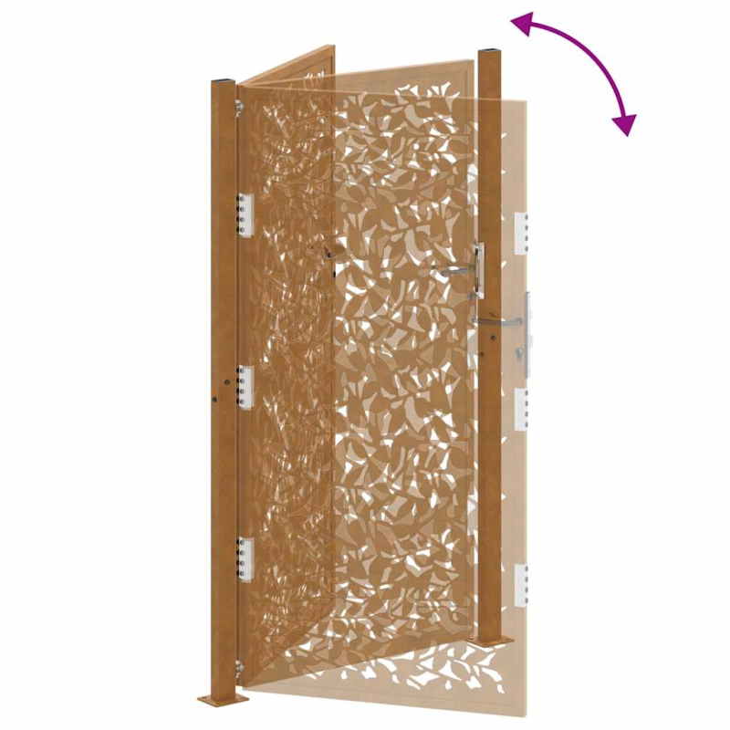 Gartentor 105x180 cm Wetterfester Stahl Blatt-Design