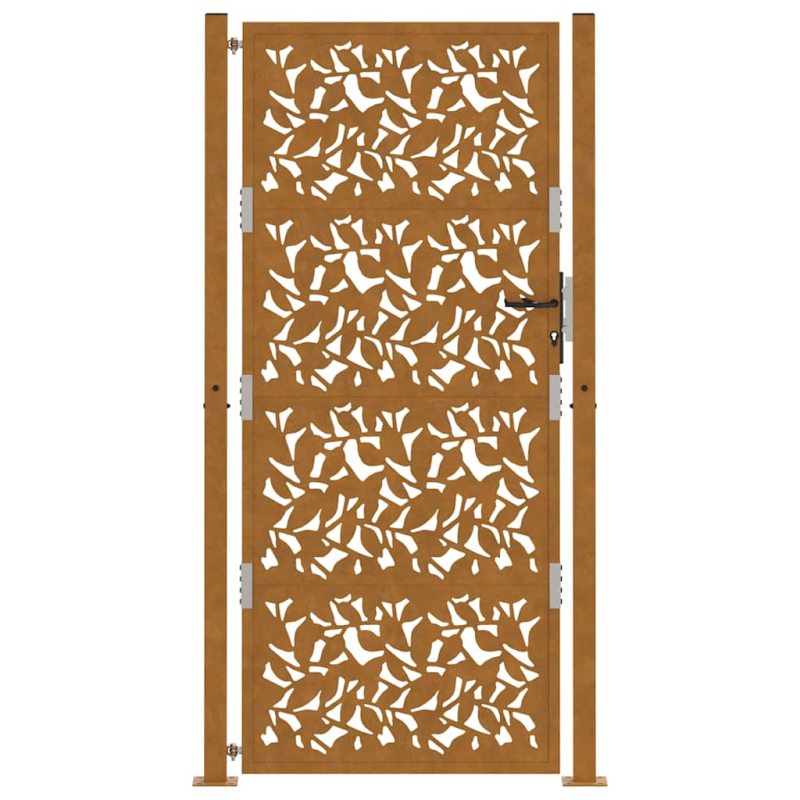 Gartentor 105x205 cm Wetterfester Stahl Blatt-Design