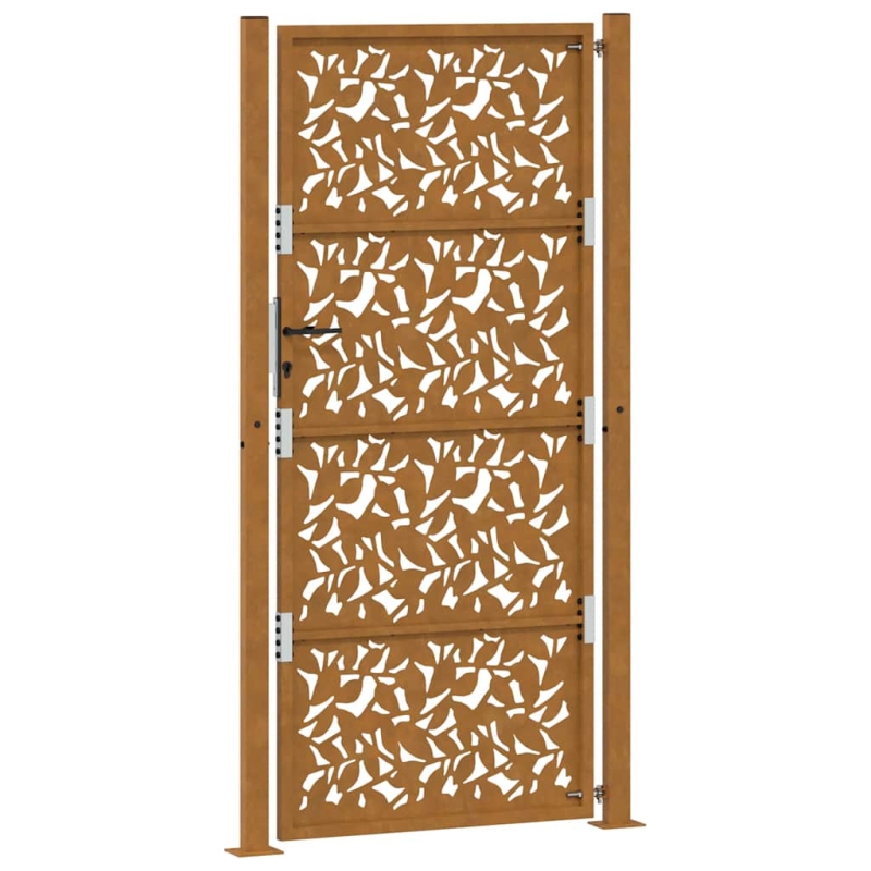 Gartentor 105x205 cm Wetterfester Stahl Blatt-Design