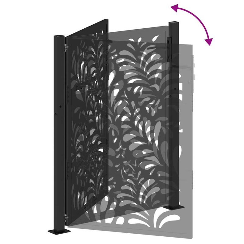 Gartentor Schwarz 105x130 cm Stahl Wellen-Design
