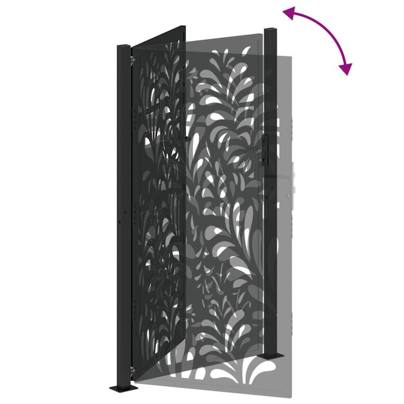 Gartentor Schwarz 105x180 cm Stahl Wellen-Design