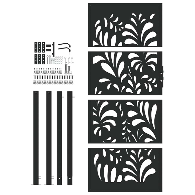 Gartentor Schwarz 105x205 cm Stahl Wellen-Design