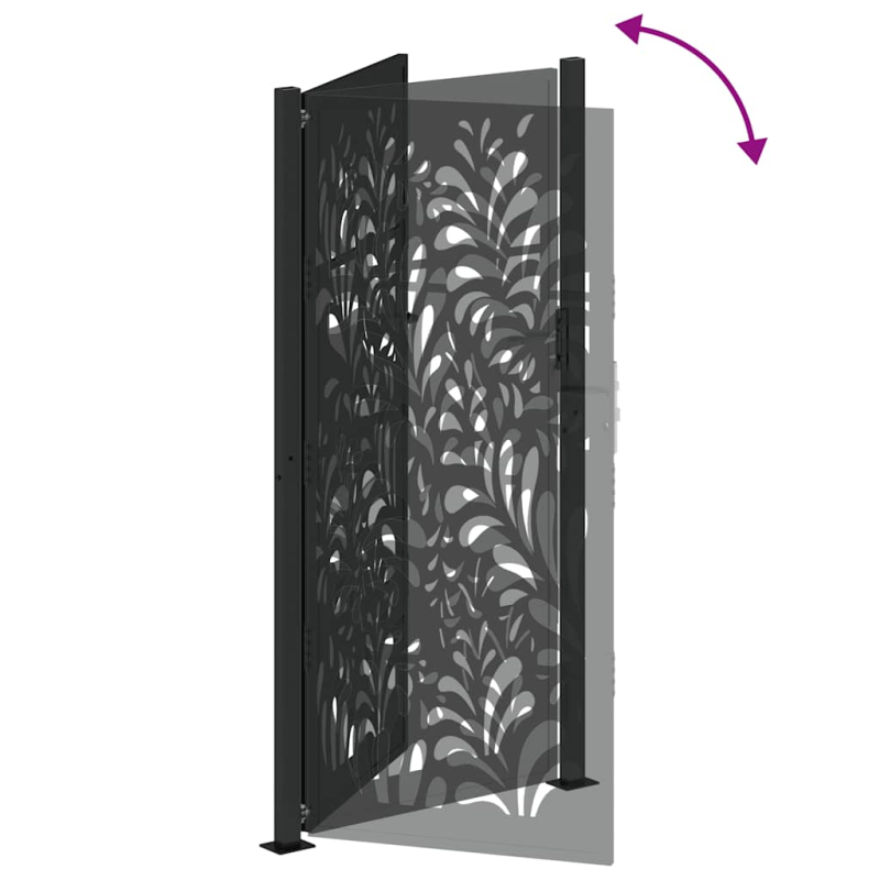Gartentor Schwarz 105x205 cm Stahl Wellen-Design