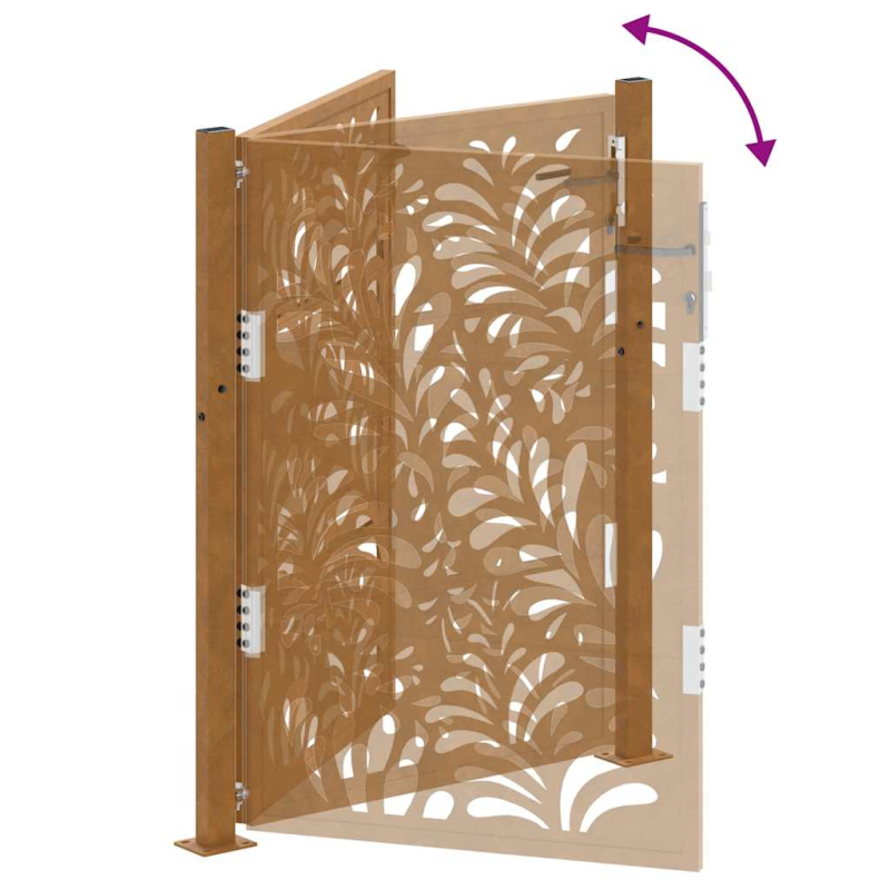 Gartentor 105x130 cm Wetterfester Stahl Wellen-Design