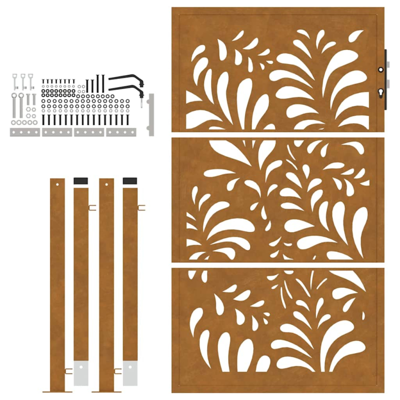 Gartentor 105x155 cm Wetterfester Stahl Wellen-Design