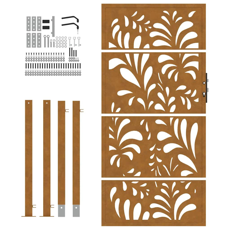 Gartentor 105x180 cm Wetterfester Stahl Wellen-Design