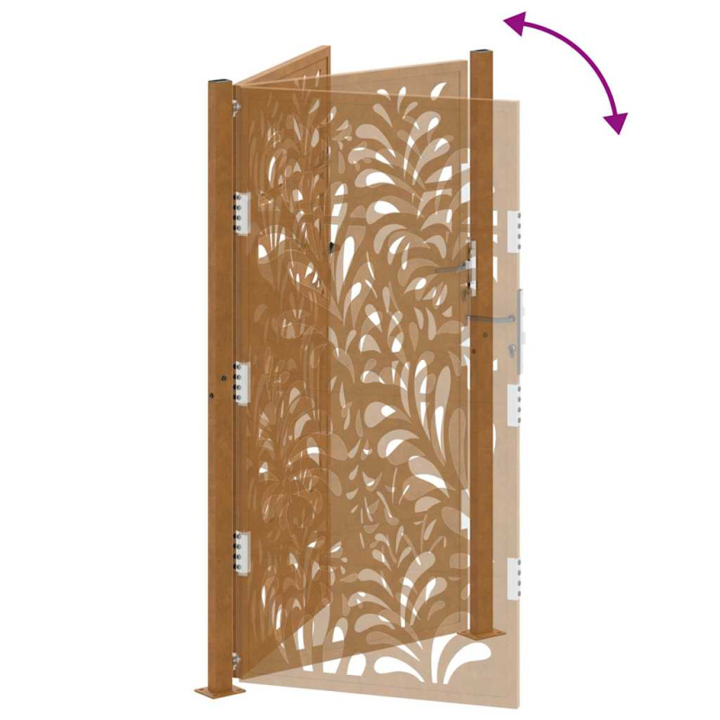 Gartentor 105x180 cm Wetterfester Stahl Wellen-Design