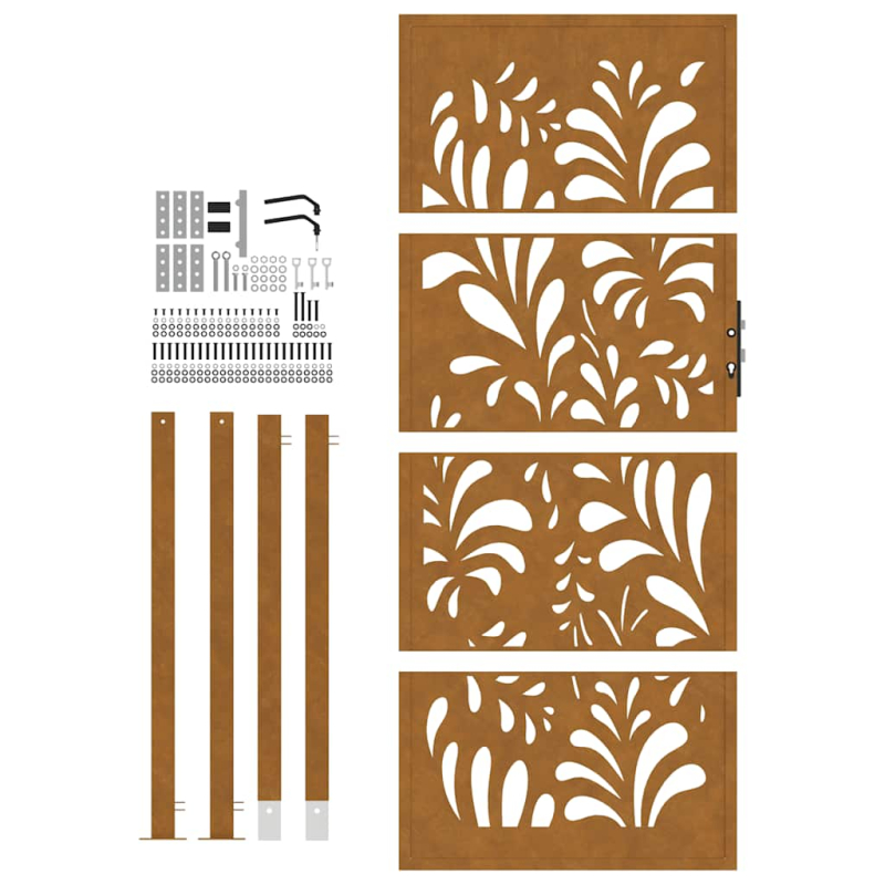 Gartentor 105x205 cm Wetterfester Stahl Wellen-Design