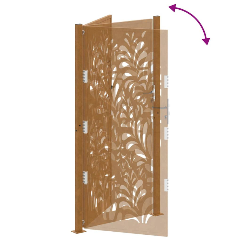 Gartentor 105x205 cm Wetterfester Stahl Wellen-Design