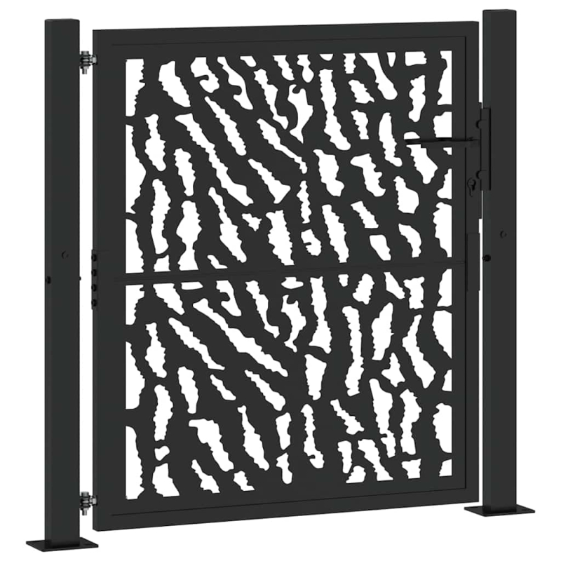 Gartentor Schwarz 105x106 cm Stahl Spurendesign
