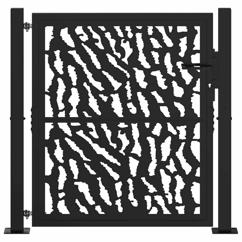 Gartentor Schwarz 105x106 cm Stahl Spurendesign