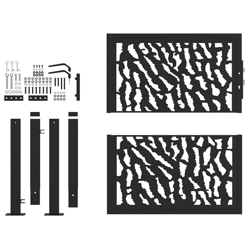 Gartentor Schwarz 105x106 cm Stahl Spurendesign