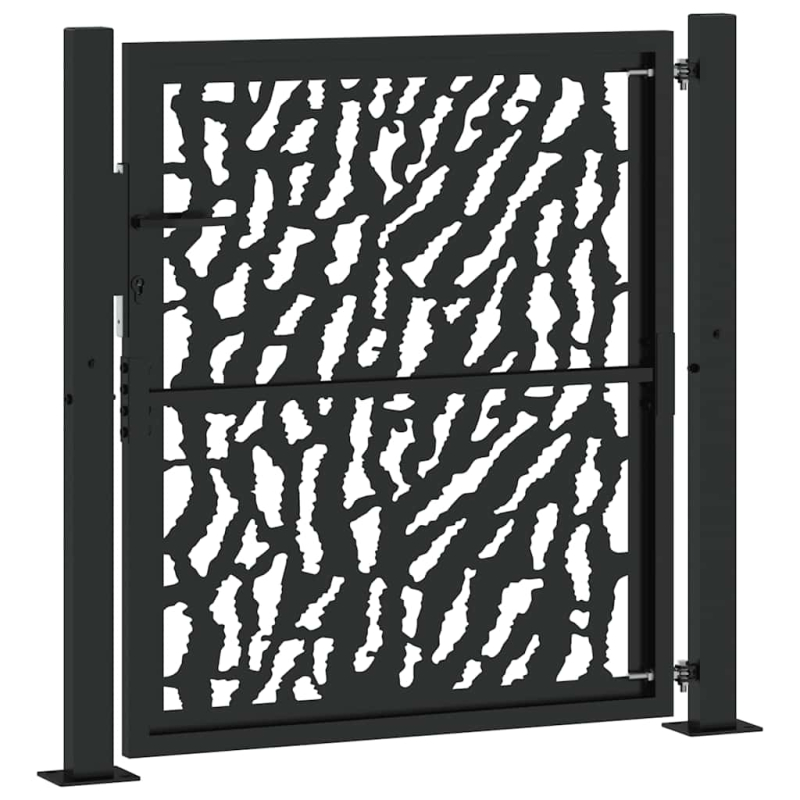Gartentor Schwarz 105x106 cm Stahl Spurendesign