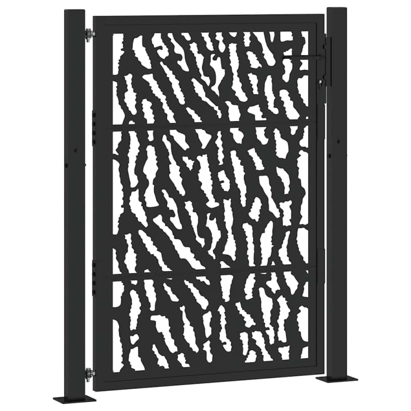 Gartentor Schwarz 105x130 cm Stahl Spurendesign