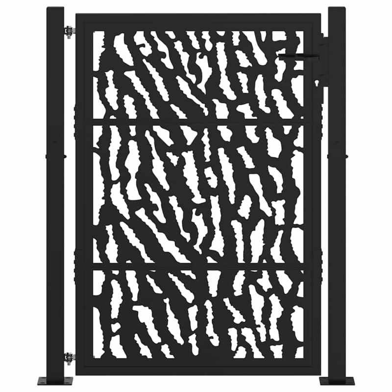 Gartentor Schwarz 105x130 cm Stahl Spurendesign