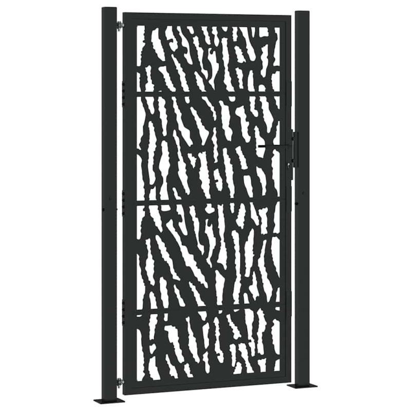 Gartentor Schwarz 105x180 cm Stahl Spurendesign