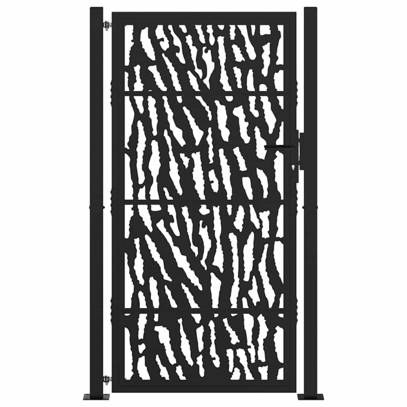 Gartentor Schwarz 105x180 cm Stahl Spurendesign