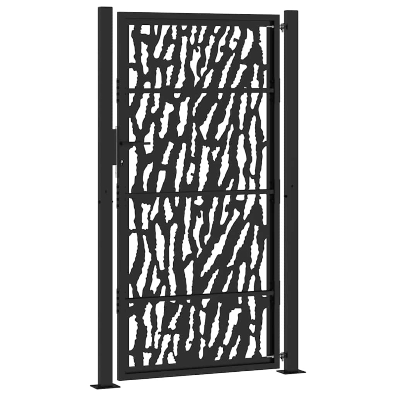 Gartentor Schwarz 105x180 cm Stahl Spurendesign